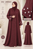 DC20065 Burgundy Floral Embroidered Sleeve Abaya