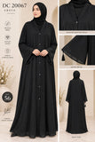 DC20067 Black Button-Front Abaya with Tassel Sleeves