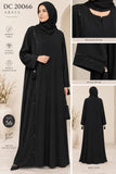 Black Abaya with Decorative Trim & Tassel Cuffs – DC20066