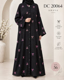 DC20064 Black Abaya with Pink Bow Embroidery