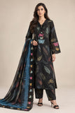DC20-71 Black Feather Print & Butterfly Detail Cotton 3-Piece Suit