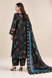 DC20-71 Black Feather Print & Butterfly Detail Cotton 3-Piece Suit