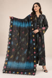 DC20-71 Black Feather Print & Butterfly Detail Cotton 3-Piece Suit