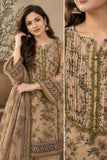 DC20-73 Beige Floral Print 3-Piece Suit with Dupatta