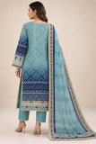 DC20-72 Aqua & Navy Embroidered 3-Piece Suit with Chiffon Dupatta