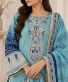 DC20-72 Aqua & Navy Embroidered 3-Piece Suit with Chiffon Dupatta