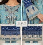 DC20-72 Aqua & Navy Embroidered 3-Piece Suit with Chiffon Dupatta