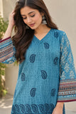 DC20-75 Teal Blue Paisley Embroidered 3-Piece Suit