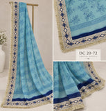 DC20-72 Aqua & Navy Embroidered 3-Piece Suit with Chiffon Dupatta