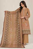 DC20-74 Tan Floral Cotton 3-Piece Suit with Dupatta