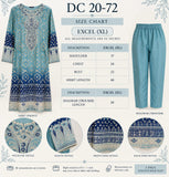 DC20-72 Aqua & Navy Embroidered 3-Piece Suit with Chiffon Dupatta