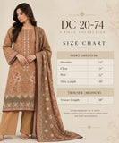 DC20-74 Tan Floral Cotton 3-Piece Suit with Dupatta