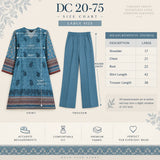 DC20-75 Teal Blue Paisley Embroidered 3-Piece Suit