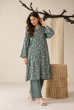 DCKB2081 – Sage Green Floral Cotton Kurta & Trouser Set