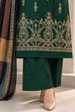 Deep Green Embroidered Cotton 3-Piece Suit DCKB20-78