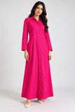 DCKJ1001 – Fuchsia Pink Cotton Long Shirt Dress