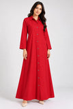 Red Cotton Long Shirt Dress – DCKJ1004
