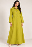 Lime Green Cotton Long Shirt Dress DCKJ1005