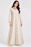 Beige Cotton Collared Maxi Shirt Dress – DCKJ1006