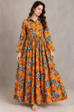 Orange Floral Cotton Collared Frock – DCKFL1-009