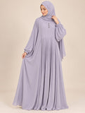 DC20070 – Purple Pleated Nida Abaya with Matching Headscarf
