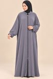 DC20075 Zip-Front Abaya with Heart Zip Pull
