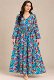 Turquoise Tropical Print Cotton Frock – DCKFL1-014
