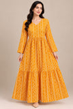 Mustard Yellow Geometric Print Cotton Frock – DCKFL1-016