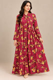 DCKFL1-017 Deep Red Floral Cotton Frock