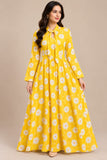 Yellow Daisy Print Cotton Frock DCKFL1-020
