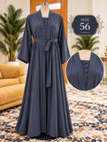Slate Grey Two-Piece Abaya with Waist Belt | DC2044