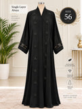 Black Floral Beaded Abaya with Contrast Cuffs | DC2043
