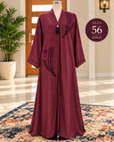 Burgundy Floral Beaded Abaya with Black Tassel | DC2039