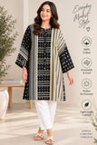 Black and Cream Geometric Cotton Kurti | DCKB03