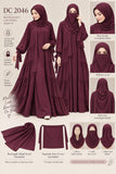 Burgundy Layered Abaya Set with Hijab & Face Cover – DC2046