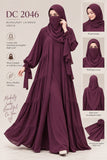 Burgundy Layered Abaya Set with Hijab & Face Cover – DC2046