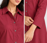 DCKJ1002 – Maroon Cotton Collared Long Dress