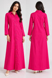 DCKJ1001 – Fuchsia Pink Cotton Long Shirt Dress