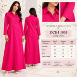 DCKJ1001 – Fuchsia Pink Cotton Long Shirt Dress