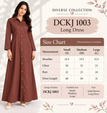 DCKJ1003 Brown Cotton Button-Front Long Shirt Dress