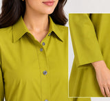 Lime Green Cotton Long Shirt Dress DCKJ1005