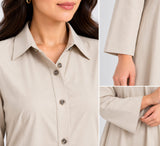 Beige Cotton Collared Maxi Shirt Dress – DCKJ1006