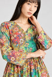 DCKFL1-001 Multicoloured Floral Tiered Cotton Maxi Dress