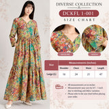 DCKFL1-001 Multicoloured Floral Tiered Cotton Maxi Dress