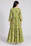 Green Floral Cotton Maxi Dress DCKFL1-002