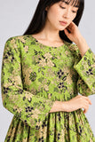 Green Floral Cotton Maxi Dress DCKFL1-002