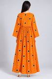 Orange Diamond Print Cotton Maxi Dress DCKFL1-004