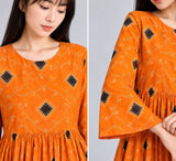 Orange Diamond Print Cotton Maxi Dress DCKFL1-004
