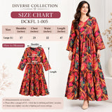 DCKFL1-005 Multicolour Feather Print Cotton Maxi Dress