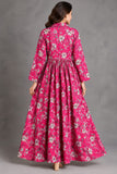 Pink Floral Cotton Collared Frock | DCKFL1-007